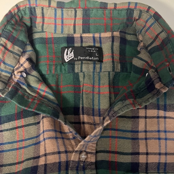 Pendleton Trendy Fall Green Plaid Flannel Shirt - Picture 7 of 9